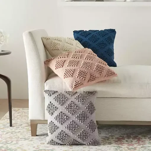 Ivory Woven Diamond Pillow