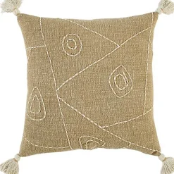 Kantha Khaki Handstitched Throw Pillow