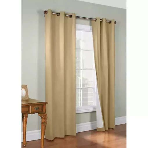 Khaki Room Darkening Curtain Panel Set, 95 in.