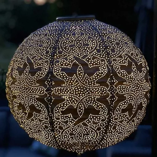 LED Round Taupe Outdoor Hanging Lantern
