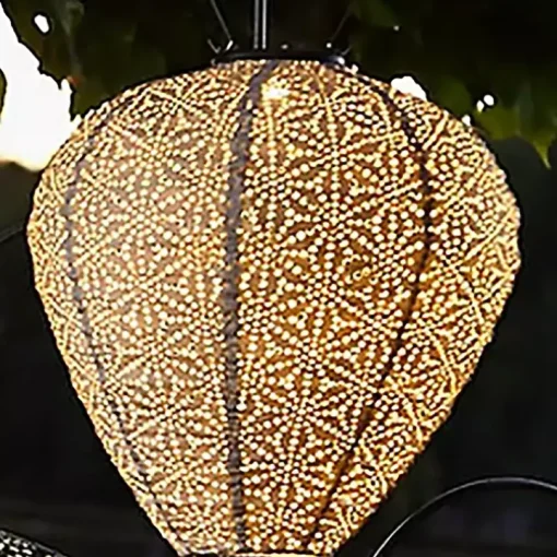 LED Taupe Balloon Outdoor Hanging Lantern