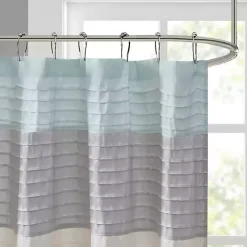 Light Blue Colorblock Silky Shower Curtain