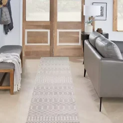 Light Gray Moroccan Washable Runner, 2x10