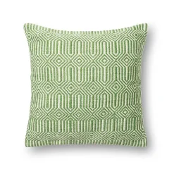 Lime Woven Geometric Outdoor Throw Pillow