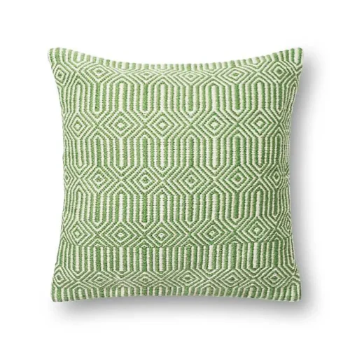 Lime Woven Geometric Outdoor Throw Pillow