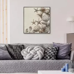 Linen Shell Collection Framed Canvas Art Print