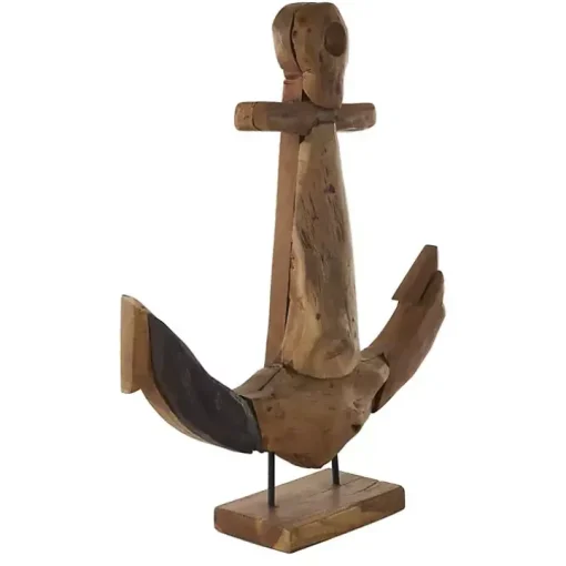 Live Edge Teak Wood Anchor Statue