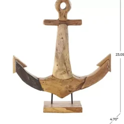 Live Edge Teak Wood Anchor Statue