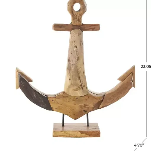 Live Edge Teak Wood Anchor Statue