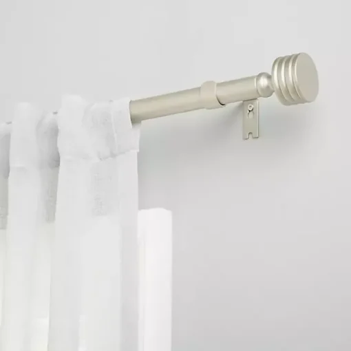 Matte Nickel Stacked Cylinder Curtain Rod, 120 in.