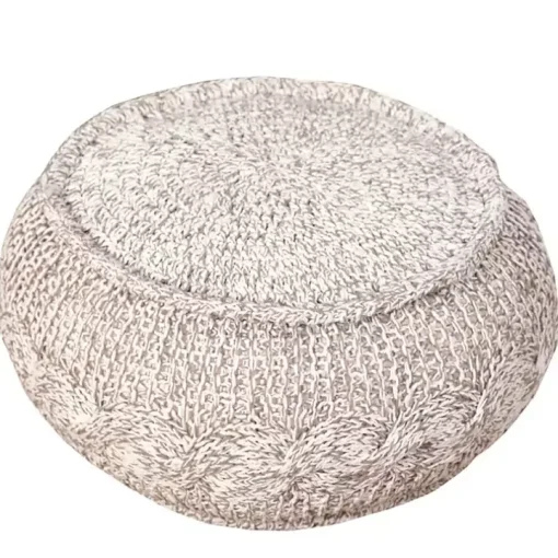 Melange Cable Knit Pouf