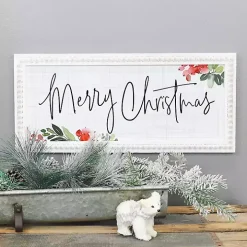 Merry Christmas Holly Beaded Frame Wall Plaque