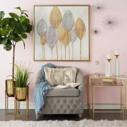 Metallic Gold Planters with Stands, Set of 2