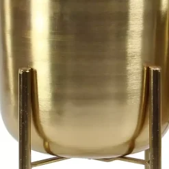 Metallic Gold Planters with Stands, Set of 2