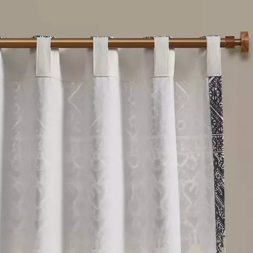 Mila Blue Horizontal Stripe Curtain Panel, 84 in.