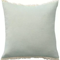 Mint Gauze Organic Fringe Throw Pillow