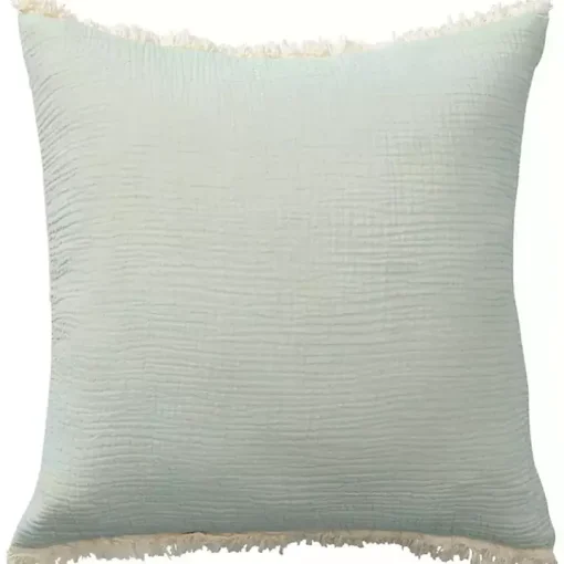 Mint Gauze Organic Fringe Throw Pillow