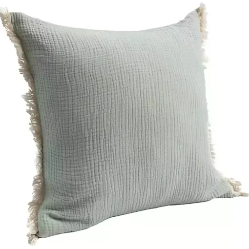 Mint Gauze Organic Fringe Throw Pillow