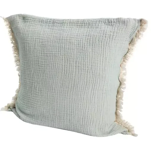 Mint Gauze Organic Fringe Throw Pillow