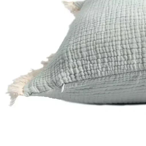 Mint Gauze Organic Fringe Throw Pillow