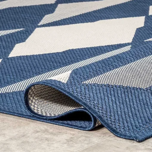 Mitchell Blue Geo Diamonds Outdoor Rug, 5x8