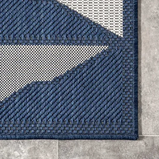 Mitchell Blue Geo Diamonds Outdoor Rug, 5x8