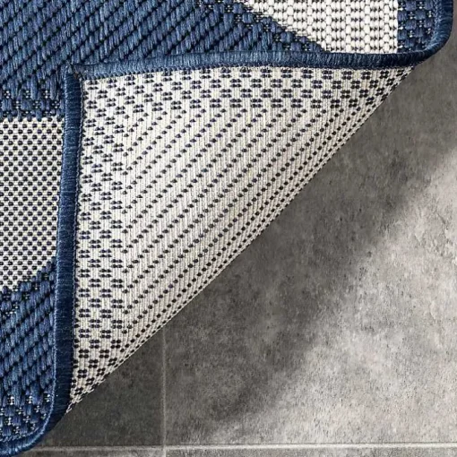 Mitchell Blue Geo Diamonds Outdoor Rug, 5x8