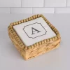 Monogram A Beaded Napkin Holder Set