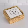 Monogram D Beaded Napkin Holder Set