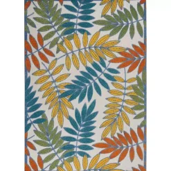 Multicolor Botanical Outdoor Area Rug, 6x9