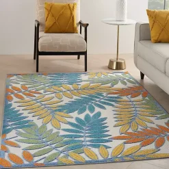 Multicolor Botanical Outdoor Area Rug, 6x9
