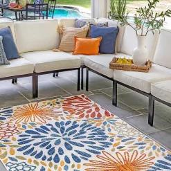 Multicolor Burst Indoor/Outdoor Area Rug, 5x8