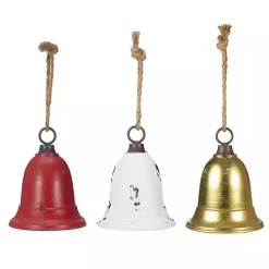 Multicolor Metal Christmas Bells, Set of 3