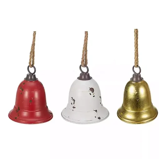 Multicolor Metal Christmas Bells, Set of 3