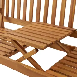 Natural Acacia Wood Bench with Pop-Up Table