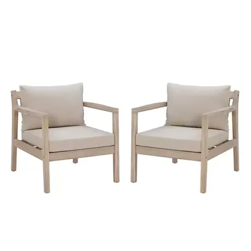 Natural Acacia Wood 2-pc. Outdoor Accent Chair Set
