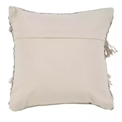 Natural and Black Cozy Fringe Pillow