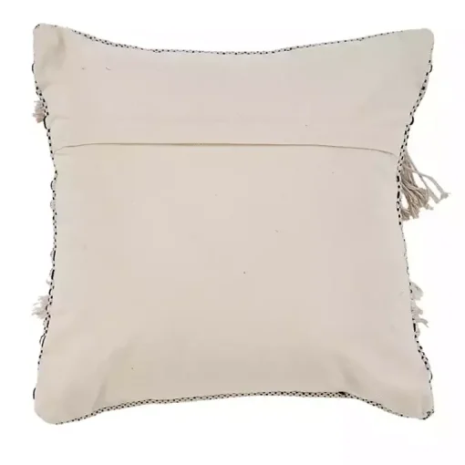 Natural and Black Cozy Fringe Pillow