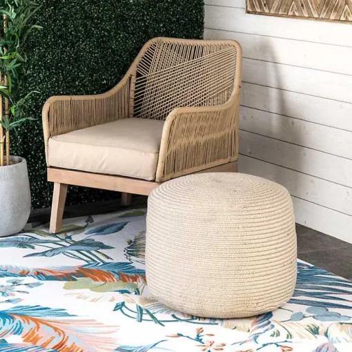 Natural Cable Braided Pouf