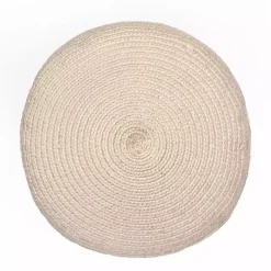 Natural Cable Braided Pouf