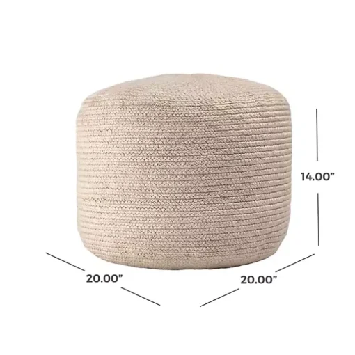 Natural Cable Braided Pouf
