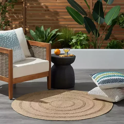 Natural Seagrass Indoor/Outdoor Area Rug, 4x4