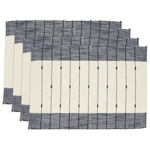 Navy Blue Thin Stripes Placemats, Set of 4