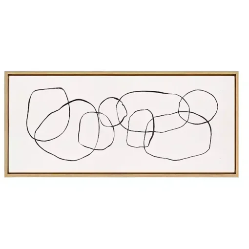 Neutral Abstract Circles Framed Canvas Art Print