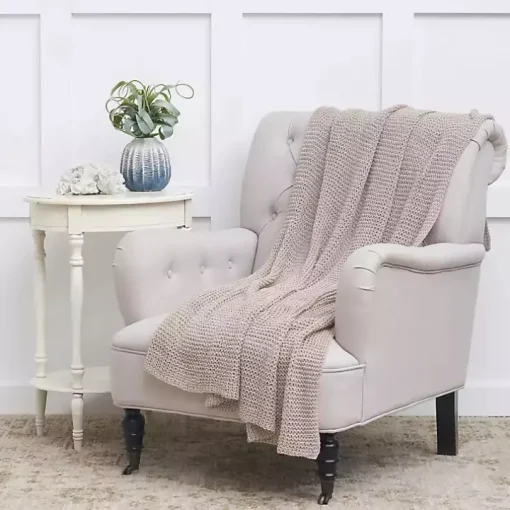 Neutral Soft Knitted Throw