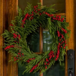 Norfolk Pine Red Berry Christmas Wreath