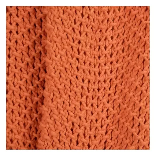 Orange Cotton Tassel Throw