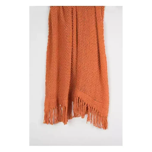 Orange Cotton Tassel Throw