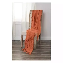 Orange Cotton Tassel Throw
