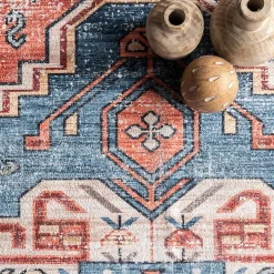 Orange Faded Medallion Washable Runner